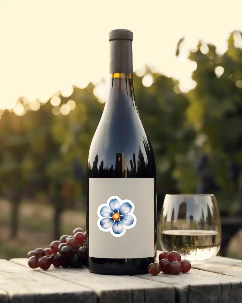 Premium Wine Bottle Sticker Mockup With Empty Space And Glass For Custom Designs