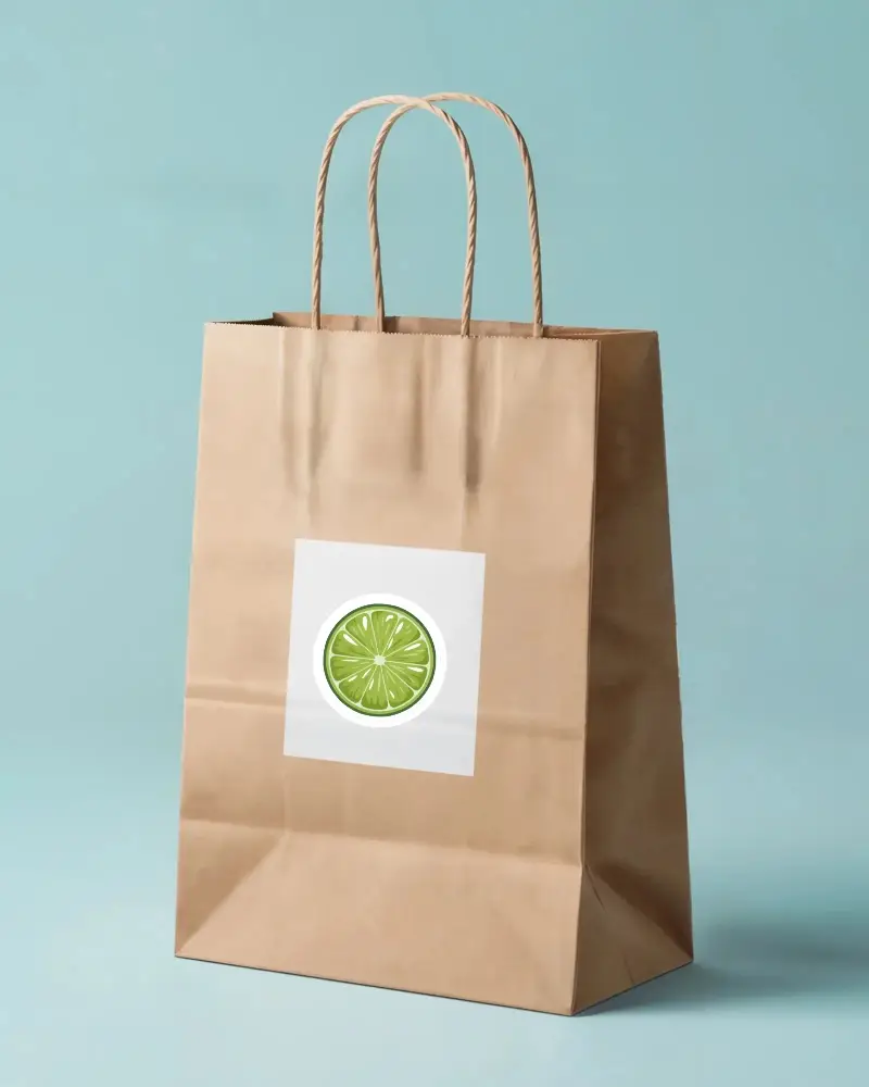 Shopping Bag With Square Sticker Mockup For Logo Showcase And Marketing Materials