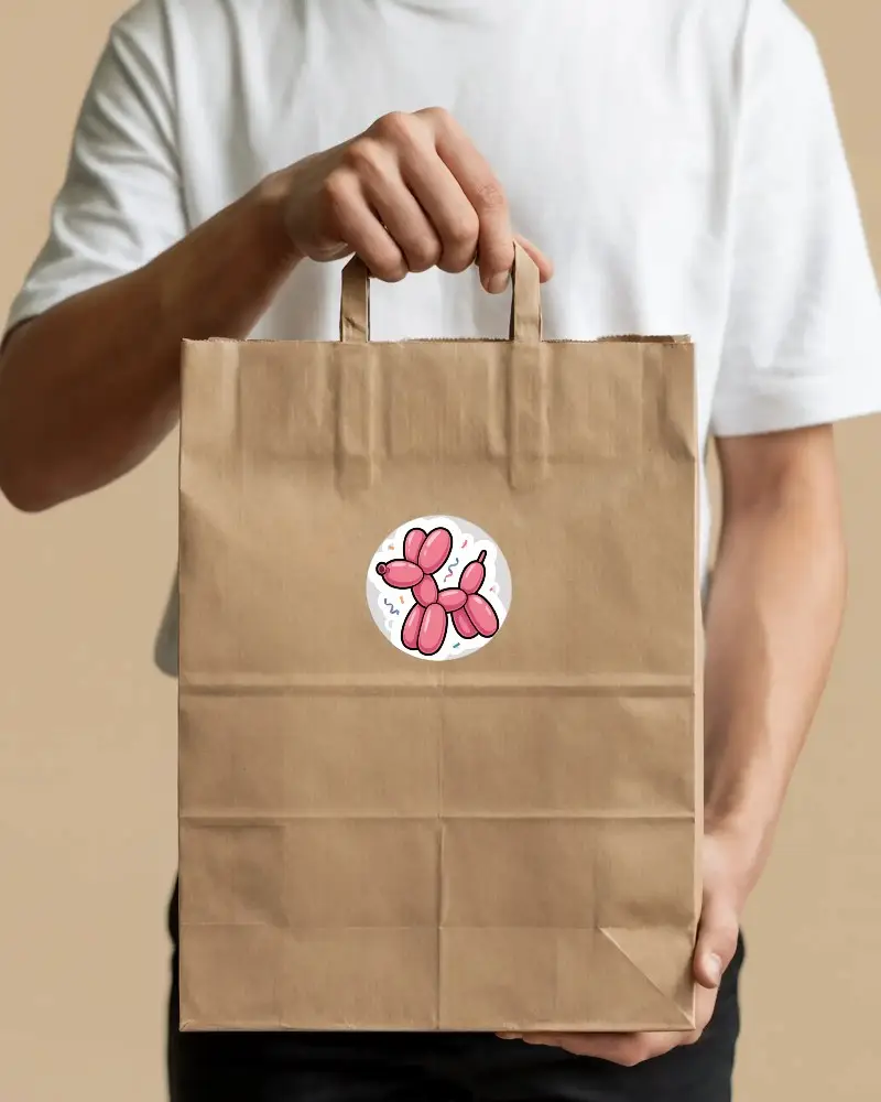 Realistic Paper Bag With Circle Sticker Mockup For Branding And Packaging Design Display