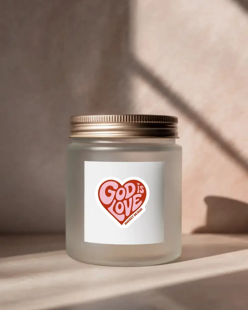 Blank Sticker Mockup For Cosmetic Glass Jar On Textured Background Light Shadow