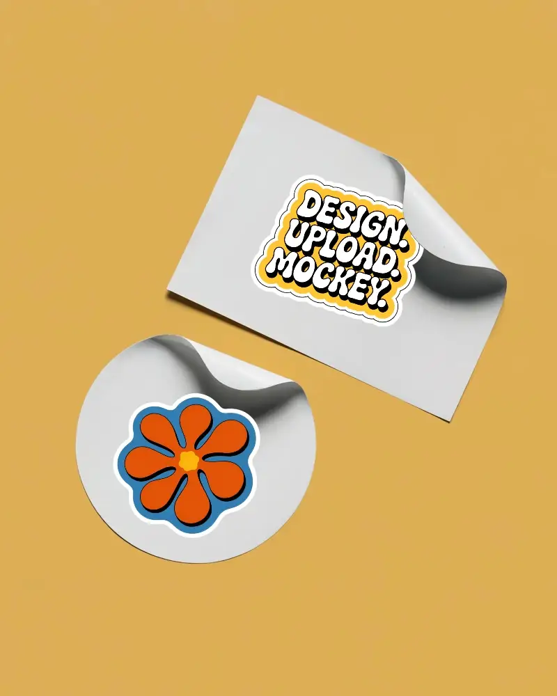 Customizable Square And Circle Sticker Mockup With Peeling Corner Effect