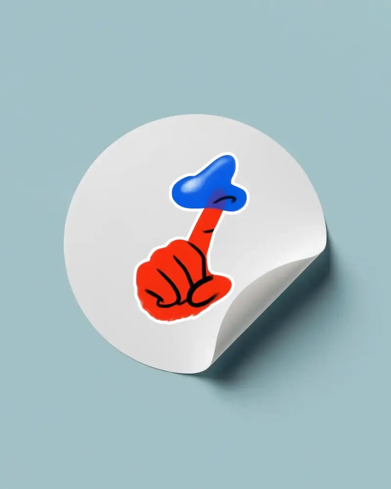 Round Peel Off Sticker Mockup With Curled Edge Flat Lay Perspective Background