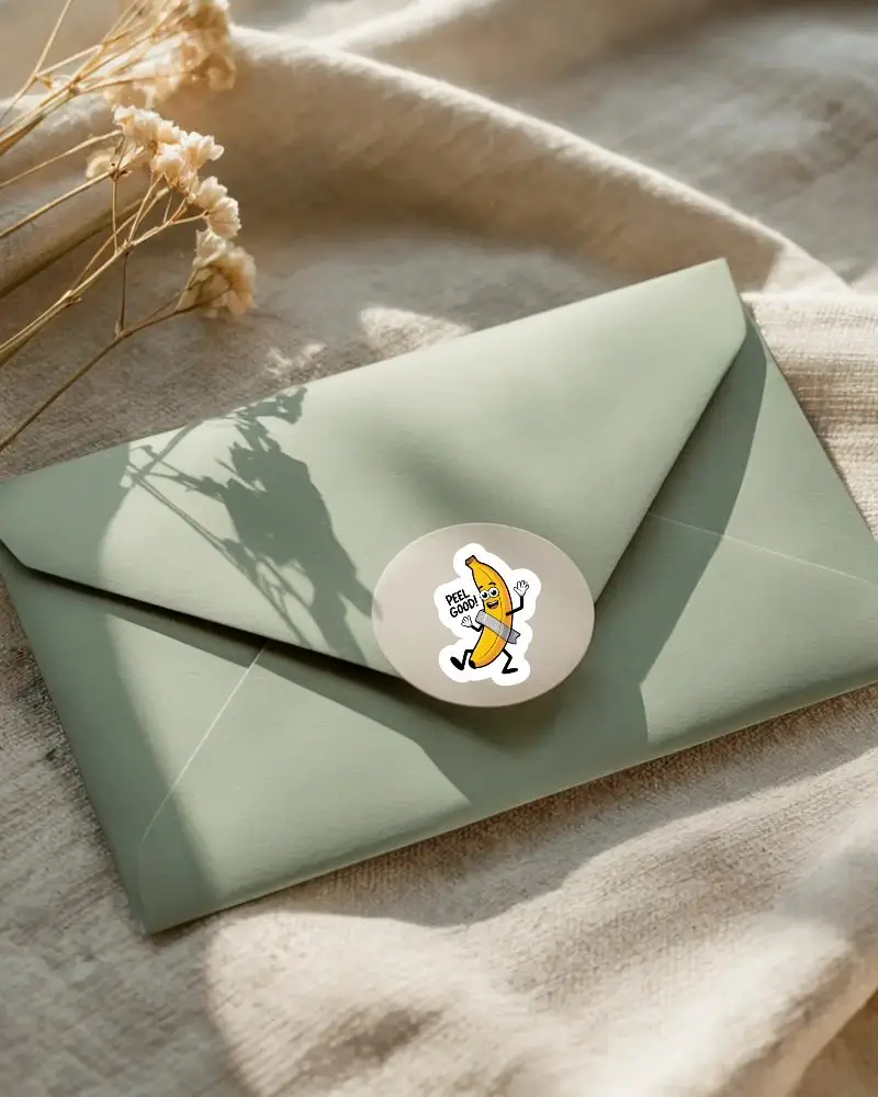 Custom Round Envelope Sticker Mockup For Branding And Packaging Design Presentations