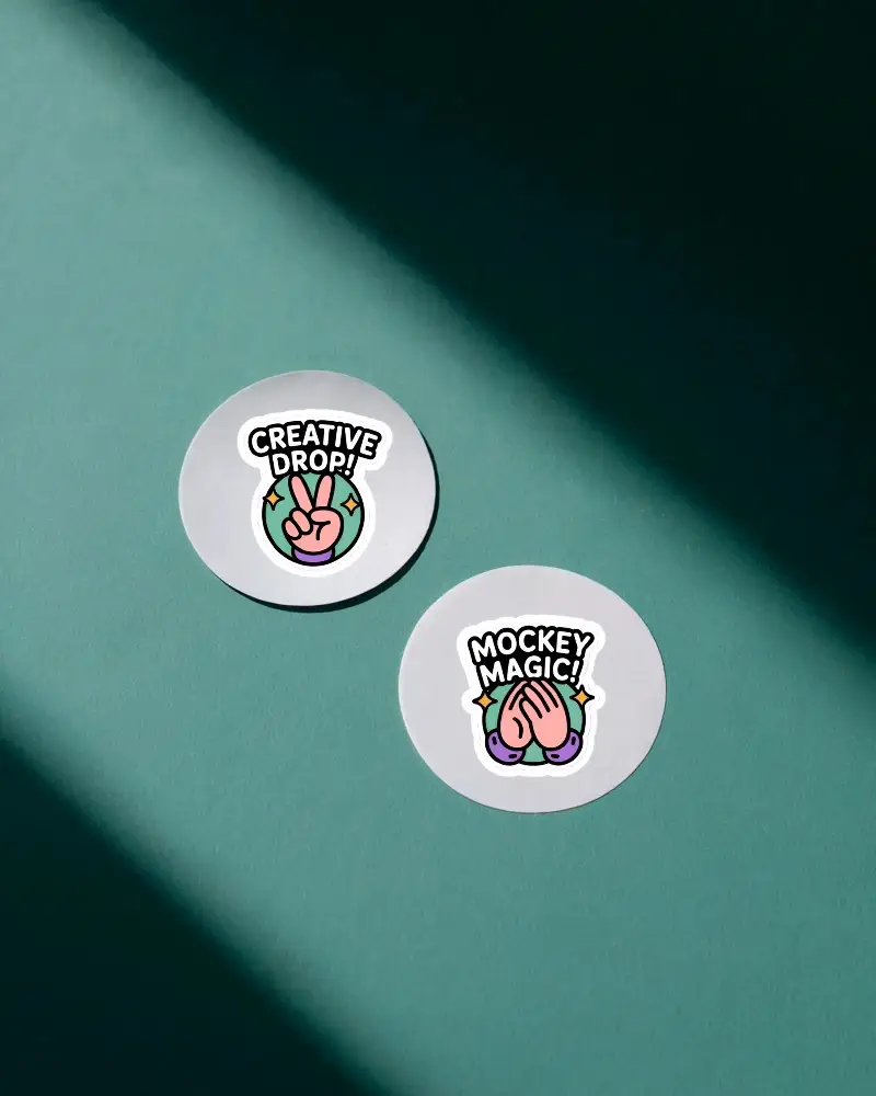 Minimalist Round Sticker Mockup On Solid Background With Natural Shadow Pattern