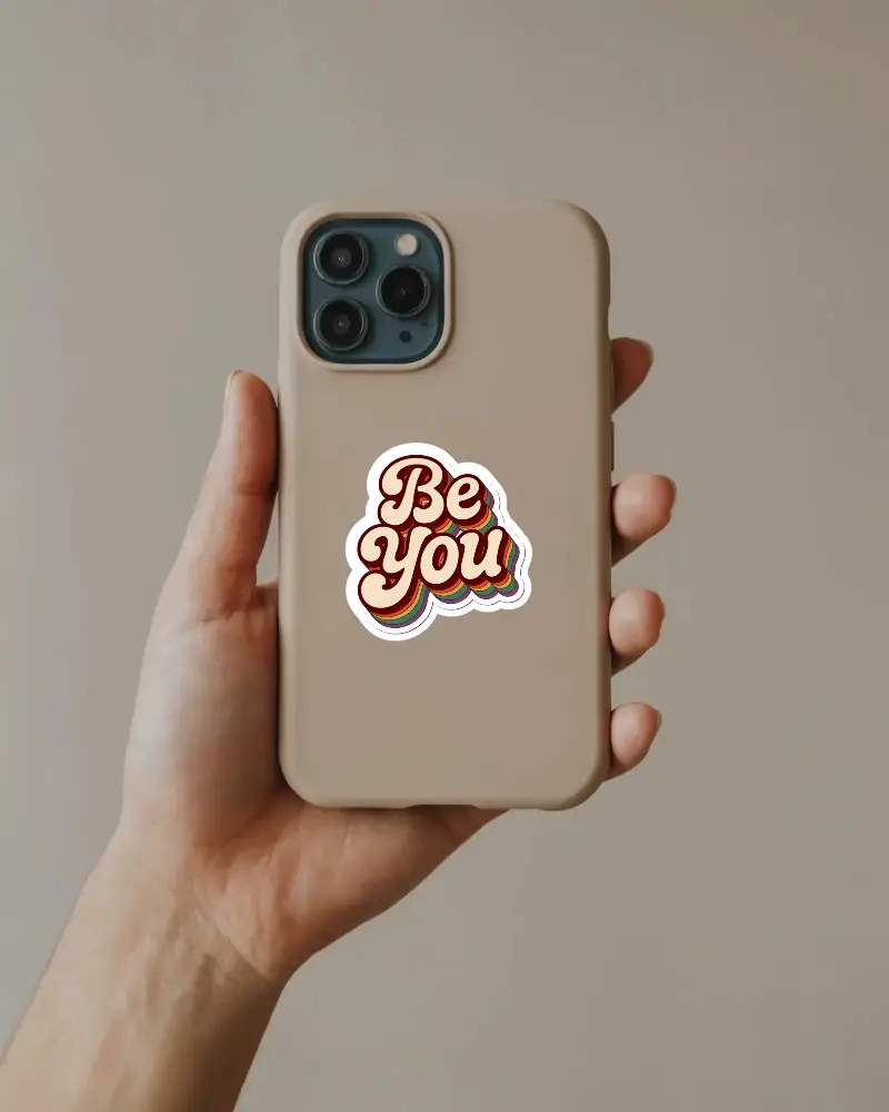 Minimalist Phone Case Sticker Mockup Showing Hand Holding Device Perfect For Custom Designs