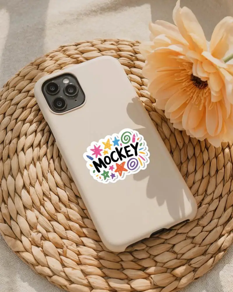 Minimalistic Phone Case Sticker Mockup Nature Inspired Setup For Brand Showcasing