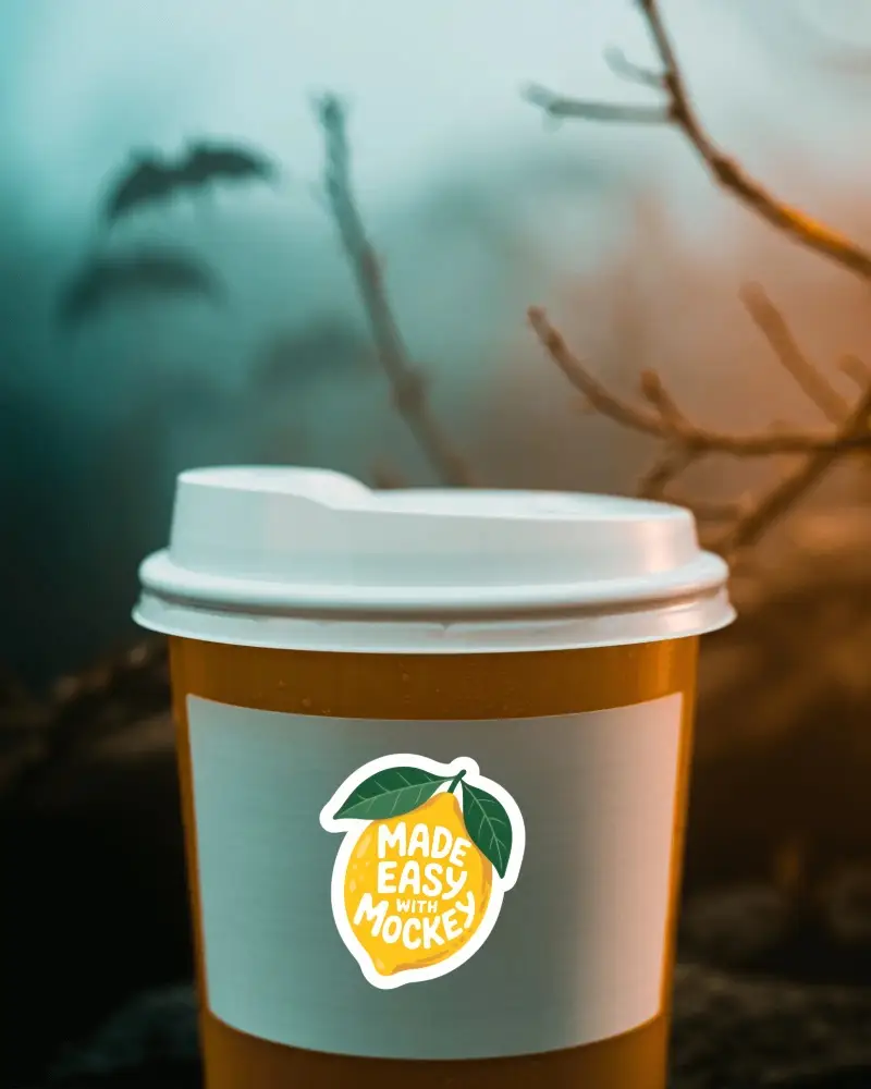 Blank Coffee Cup Sticker Mockup For Custom Branding And Promotional Design Mockups