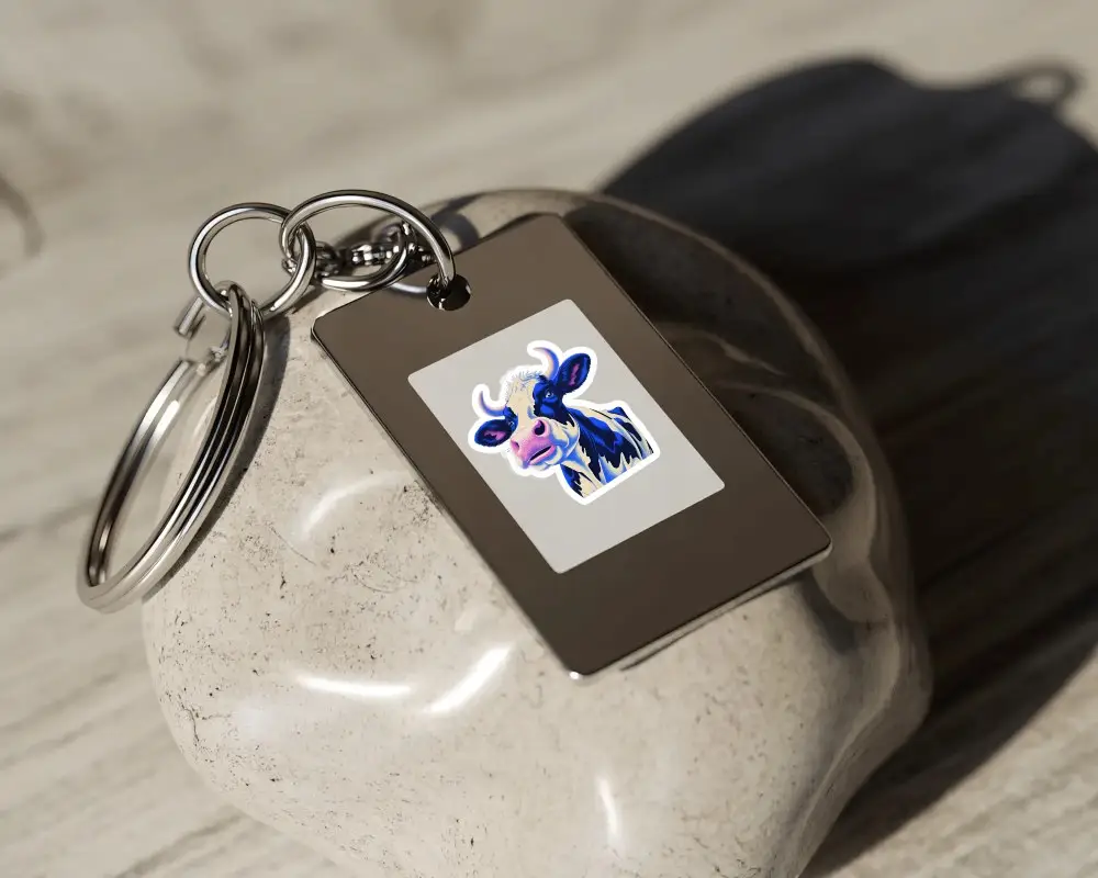 Sleek Metal Keychain Tag With Blank Sticker Mockup Perfect For Customize Accessories Design