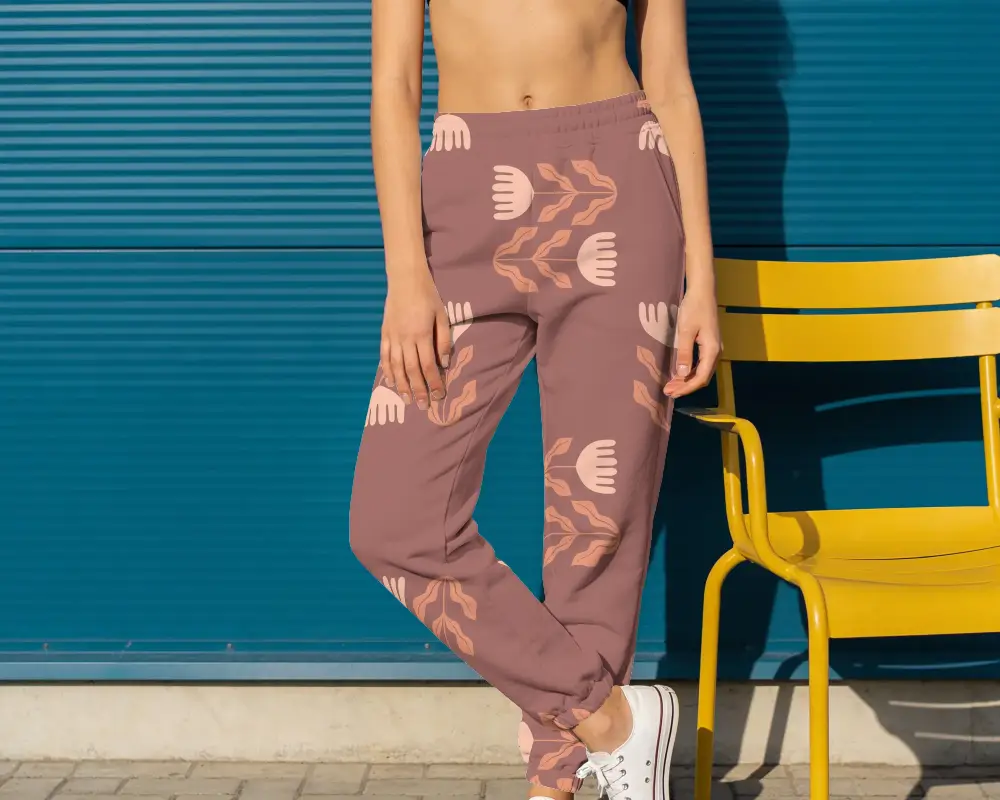 Comfortable Athleisure Sweatpants Mockup With Elastic Waistband And Pocket Design For Everyday Wear