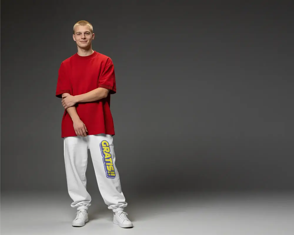 Comfortable Loose Fit Sweatpants Mockup Elastic Cuffs For Daily Casual Wear And Relaxed Style