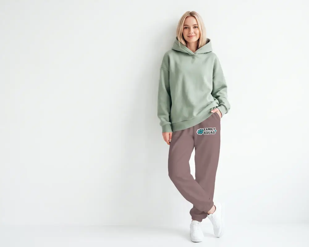 Comfortable Loose Fit Casual Sweatpants Mockup With Elastic Waistband And Cuffed Ankles For Women