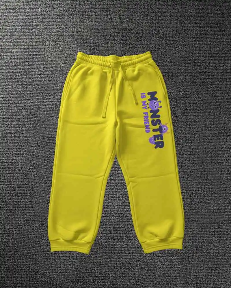 Top Down Sweatpants Mockup Flat Lay Product Shot On Textured Carpet Background With Cuffed Hem