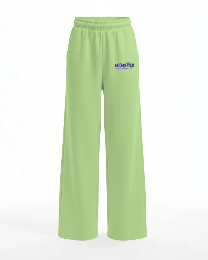 Minimal Wide Leg Sweatpants Mockup Front View Floating Product Shot With Clean Studio Background