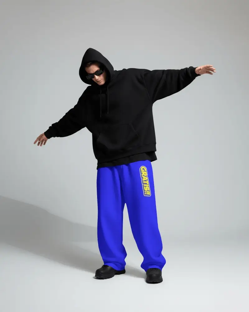 Urban Streetwear Sweatpants Male Model Wearing Oversized Hoodie With Relaxed Fit Bottoms