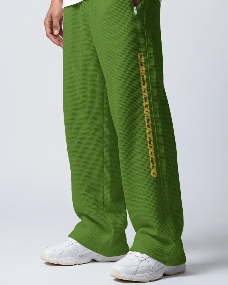 Comfortable Relaxed Fit Waffle Knit Sweatpants Mockup With Side Pockets For Everyday Casual Wear