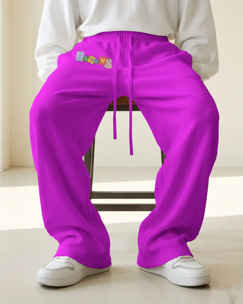 Ultra Comfortable Relaxed Fit Ribbed Sweatpants Mockup Adjustable Drawstring Waist For All Day Wear