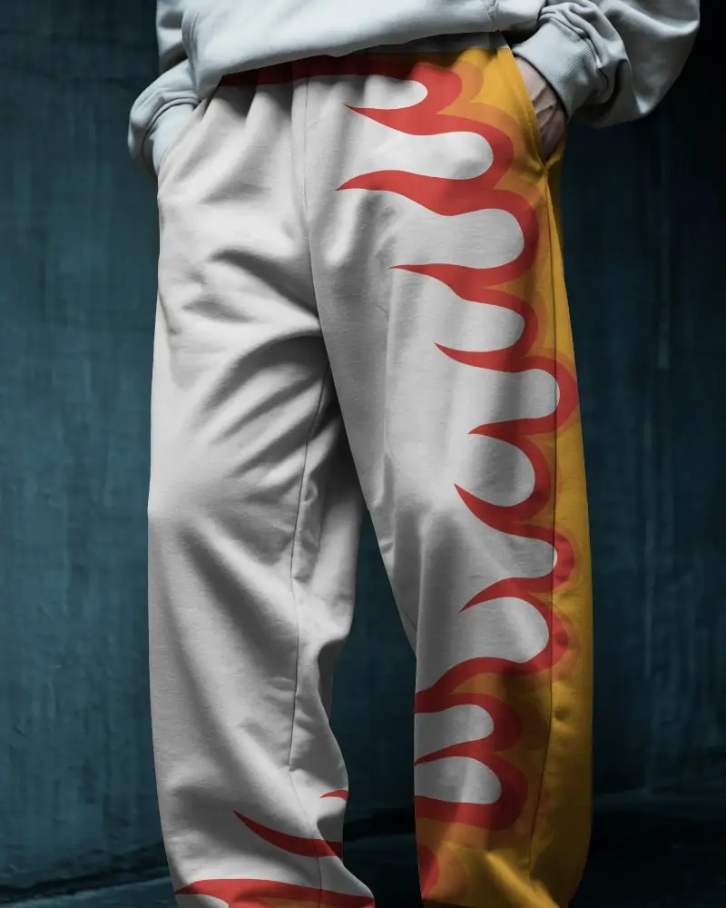 Comfortable Loose Fit Sweatpants Mockup Elastic Waistband For Casual Wear And Loungewear