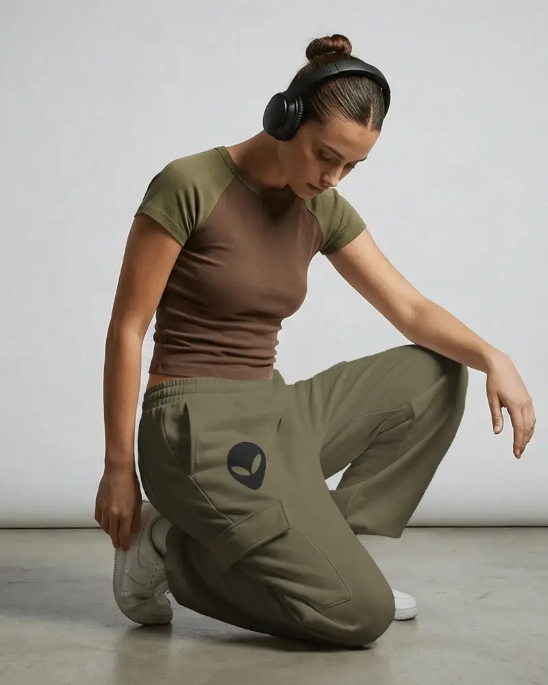 Womens Cargo Sweatpants Mockup With Elastic Waistband And Functional Pockets For Everyday Wear