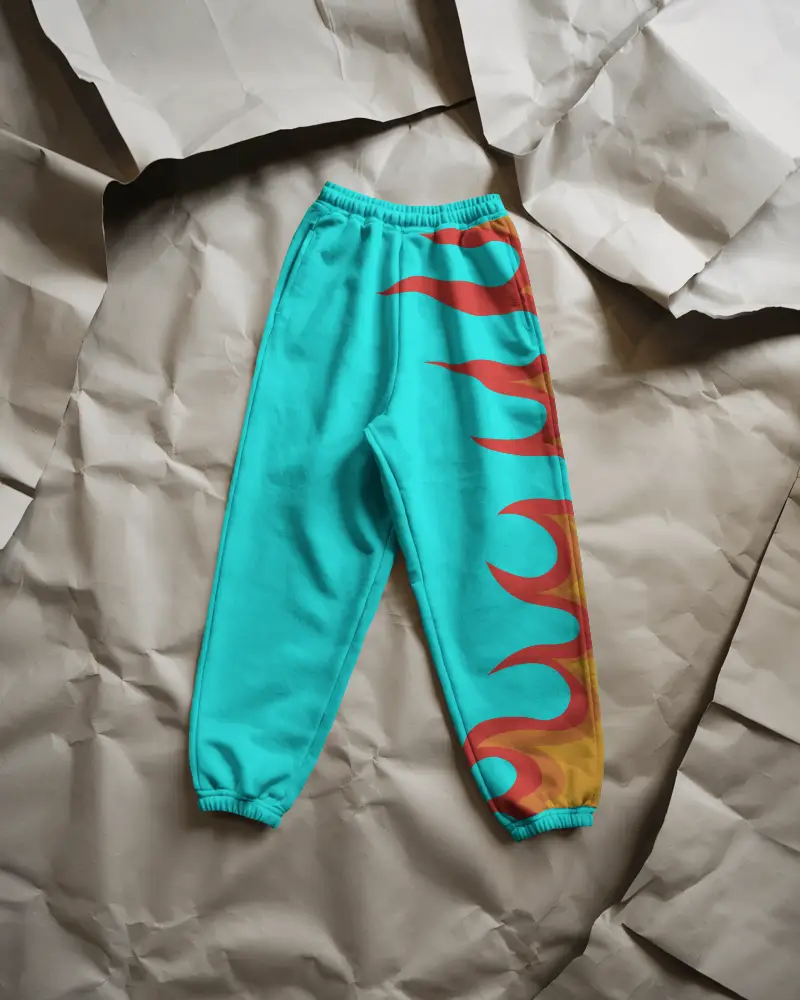 Crumpled Paper Background Sweatpant Mockup Minimal Studio Flat Lay Fashion Editorial Style