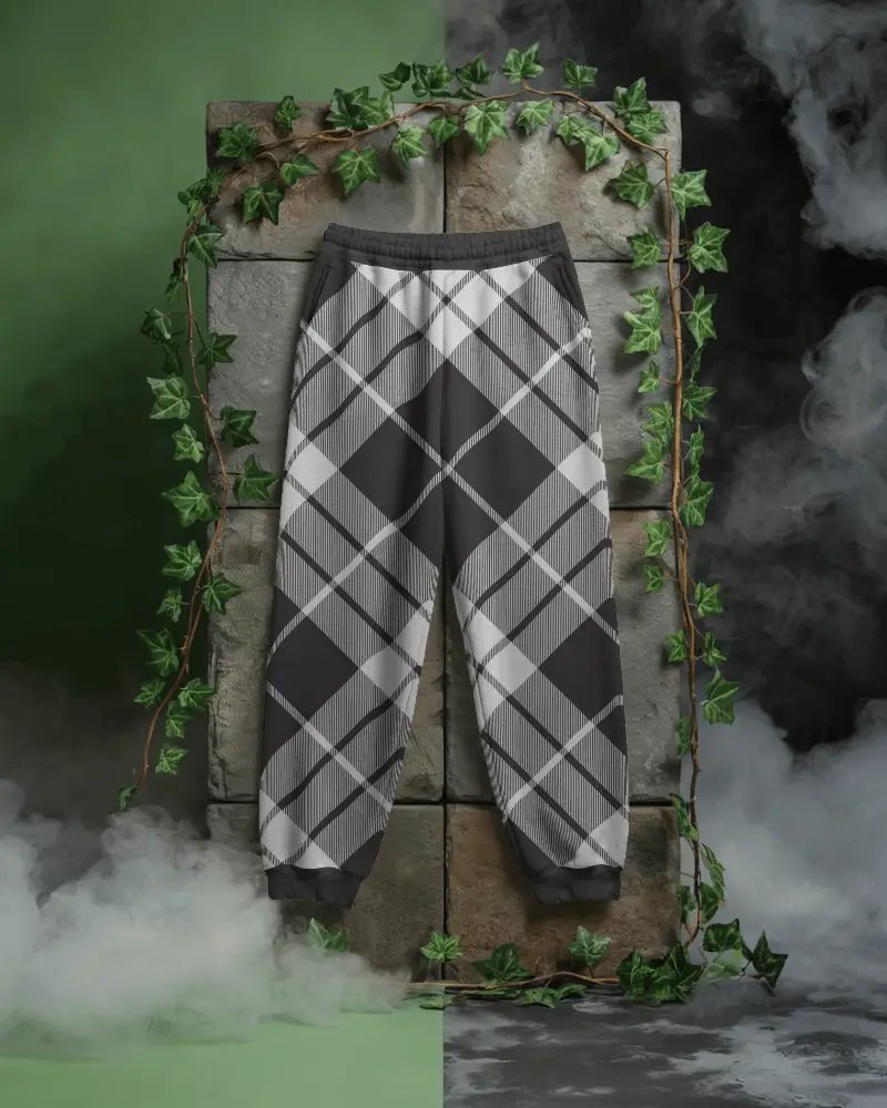 Ivy Stone Frame Sweatpant Mockup Half Green Half Dark Mystical Vines With Smoky Surroundings