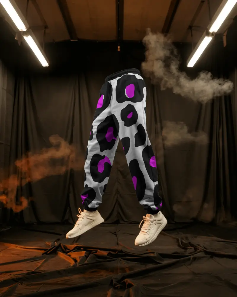 Floating Sweat Pant Mockup Dark Studio Orange Smoke Effects Sporty Streetwear Energy Vibes