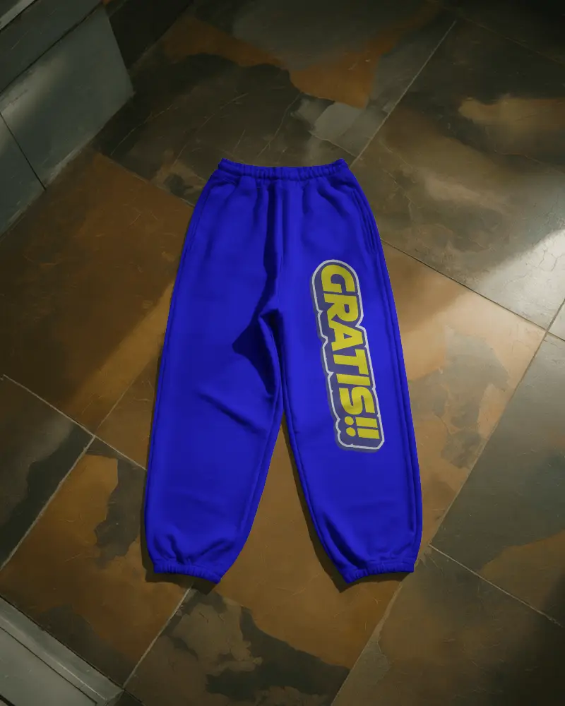 Flatlay Sweatpant Mockup On Stone Textured Floor With Soft Moody Shadows And Modern Light