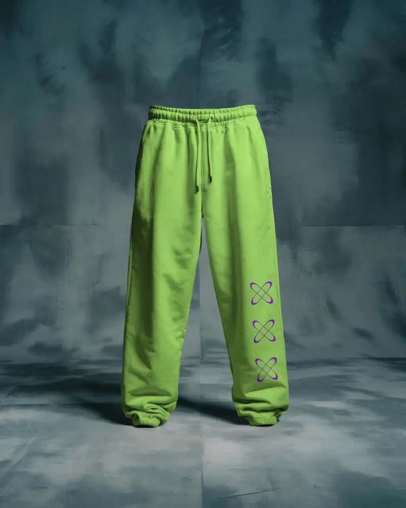 Moody Studio Sweatpants Mockup Front View On Blue Toned Textured Backdrop With Dramatic Light