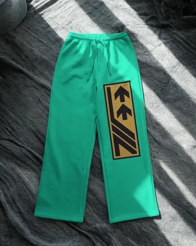 Flatlay Sweatpants Mockup On Fabric Surface Soft Light Shadows Modern Stylish Fashion Shot