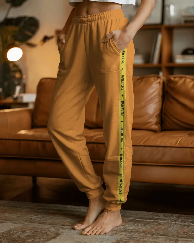 Comfortable Elastic Waistband Sweatpants Mockup With Functional Side Pockets For Everyday Wear