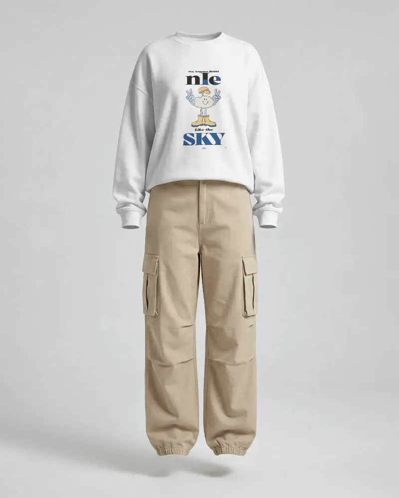 Casual Comfort Crewneck Sweatshirt Mockup Loose Fit Long Sleeve Wear For Everyday Styles