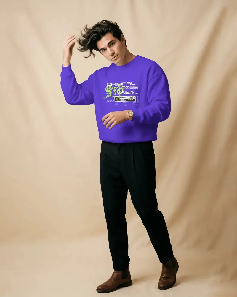 Comfortable Men Casual Sweatshirt Mockup Outfit Stylish Simple Mockup For Fashion Brand Promotion