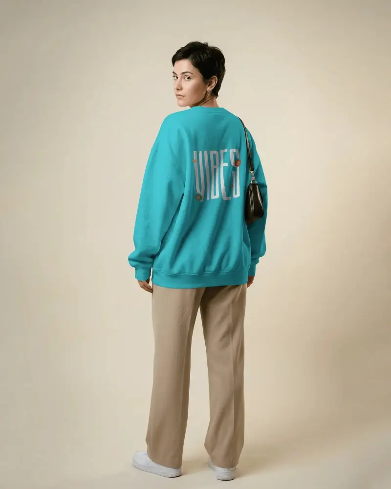 Casual Loose Fit Sweatshirt Mockup Back View Modern Minimalist Style Womens Fashion