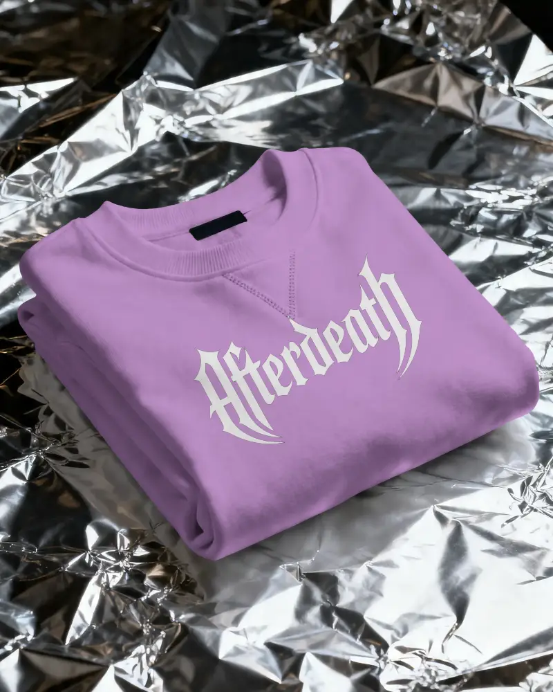 Premium Quality Crewneck Sweatshirt Mockup On Metallic Textured Surface For Fashion Brand