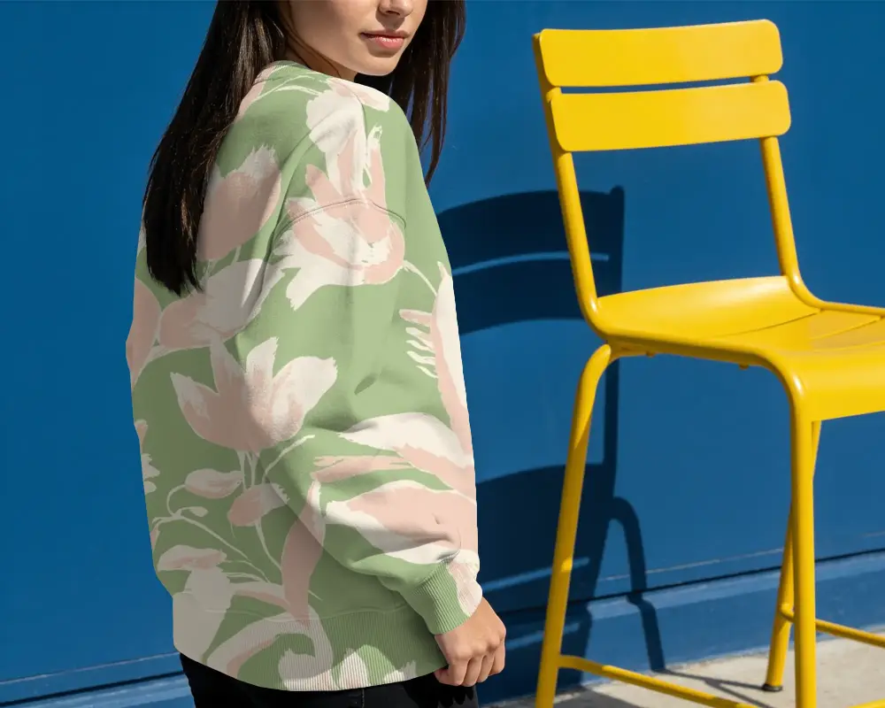 Casual Women Sweatshirt Mockup Outdoor Street Style Urban Fashion Simple Clean Design