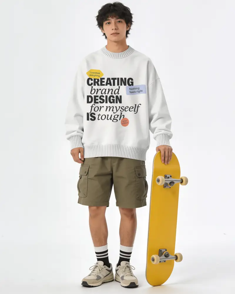Casual Long Sleeve Crewneck Sweatshirt Mockup Comfort Fit For Outdoor Skateboarding And Leisure