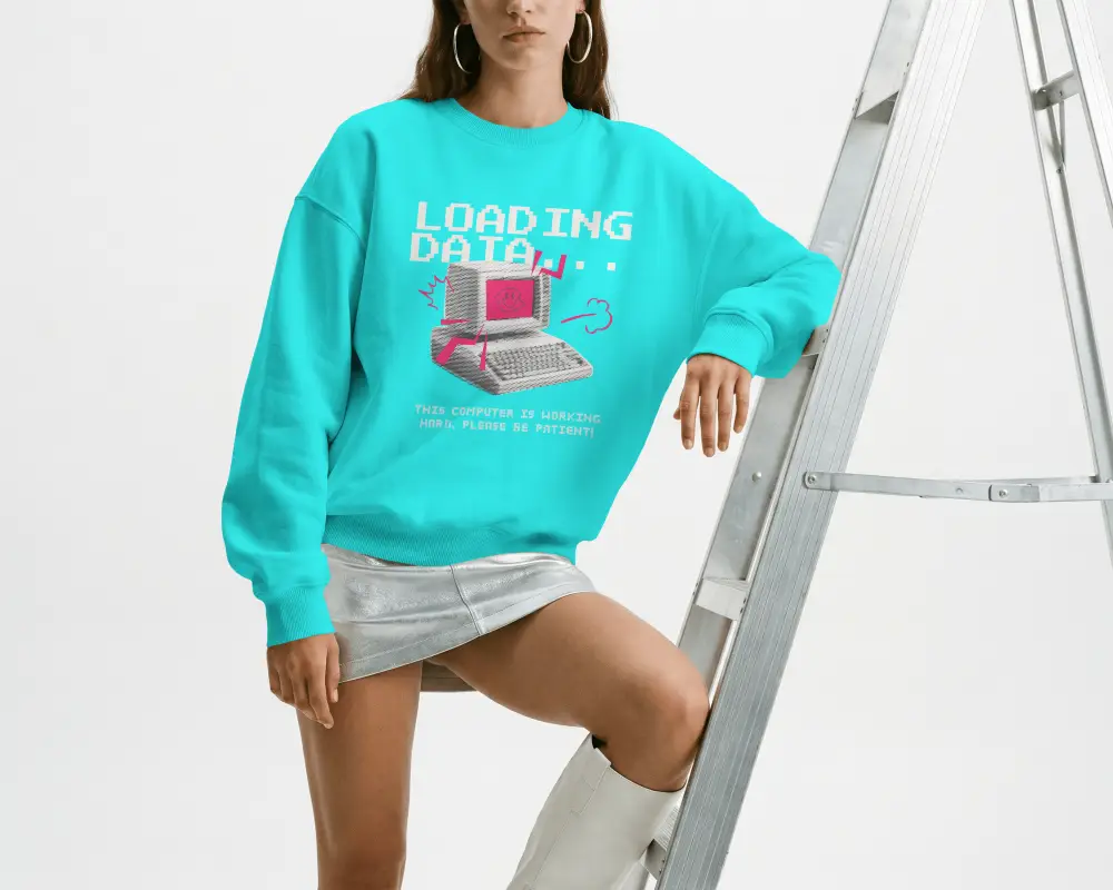 Minimalistic Crewneck Women Sweatshirt Mockup For Fashion Design And Streetwear Branding