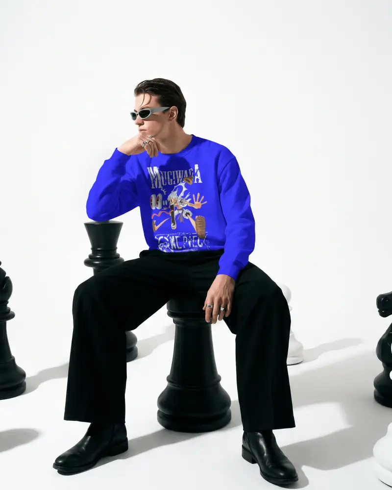 Trendy Men Fashion Sweatshirt Mockup With Relaxed Fit Black Pants And Urban Accessories