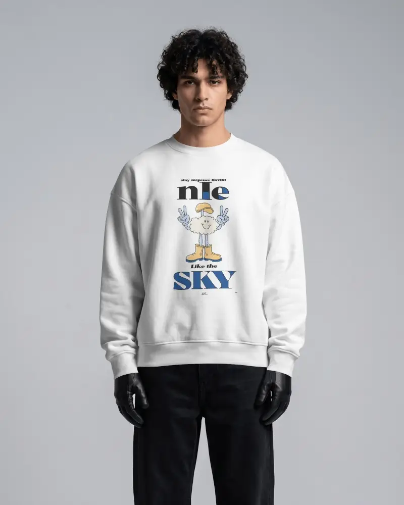 Minimal Gray Studio Sweatshirt Mockup Male Model Wearing Plain Crewneck Front View Pose