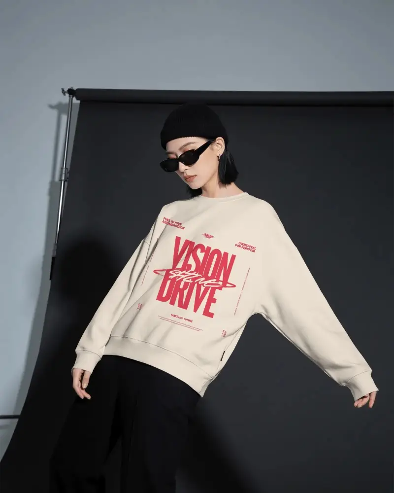 Oversized Crewneck Sweatshirt Mockup For Casual Wear Minimalist Style Fall Fashion Trendy