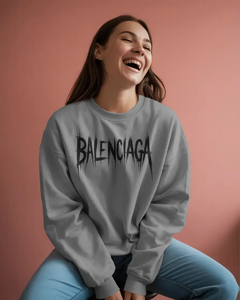 Trendy Comfort Fit Casual Sweatshirt Mockup For Women Stylish Basic Crewneck Soft Fabric Wear