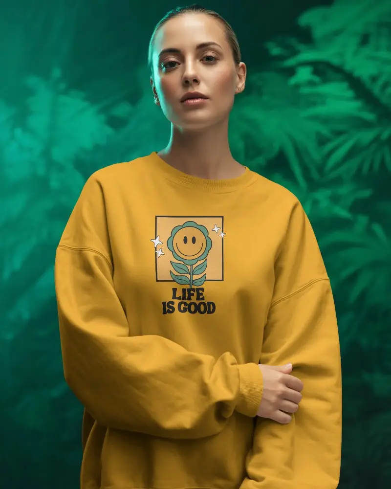 Cozy Women Crewneck Sweatshirt Mockup For Fashion Brand Promotional Use