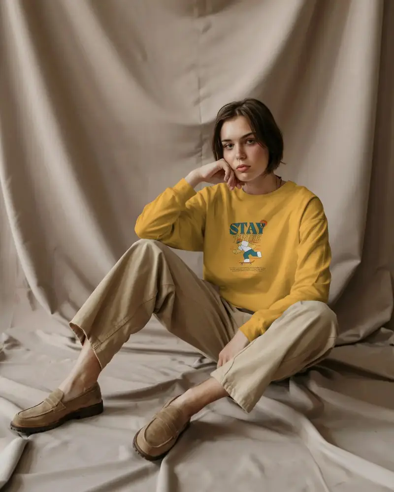 Stylish Comfortable Long Sleeve Sweatshirt Mockup For Casual Wears And Everyday Fashion