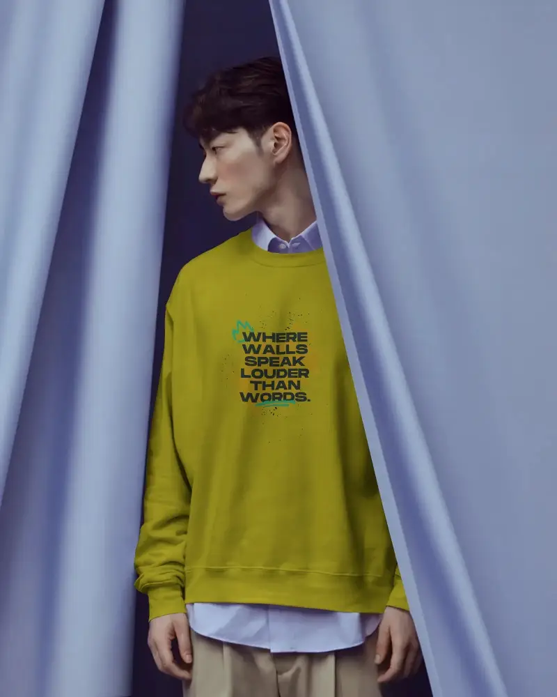 Mens Relaxed Fit Sweatshirt Mockup Layered Sharp Casual Shirt Stylish Minimalist Fashion