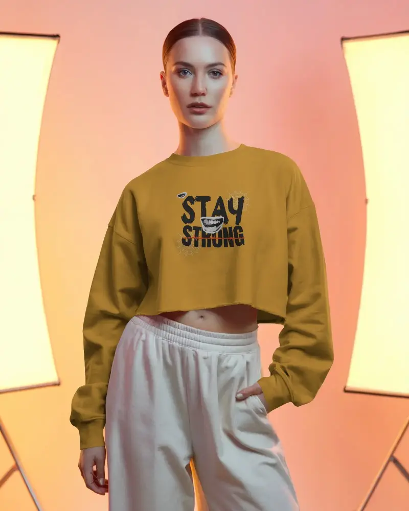 Trendy Cropped Sweatshirt Mockup For Fashion Brands And Online Clothing Stores Promotion