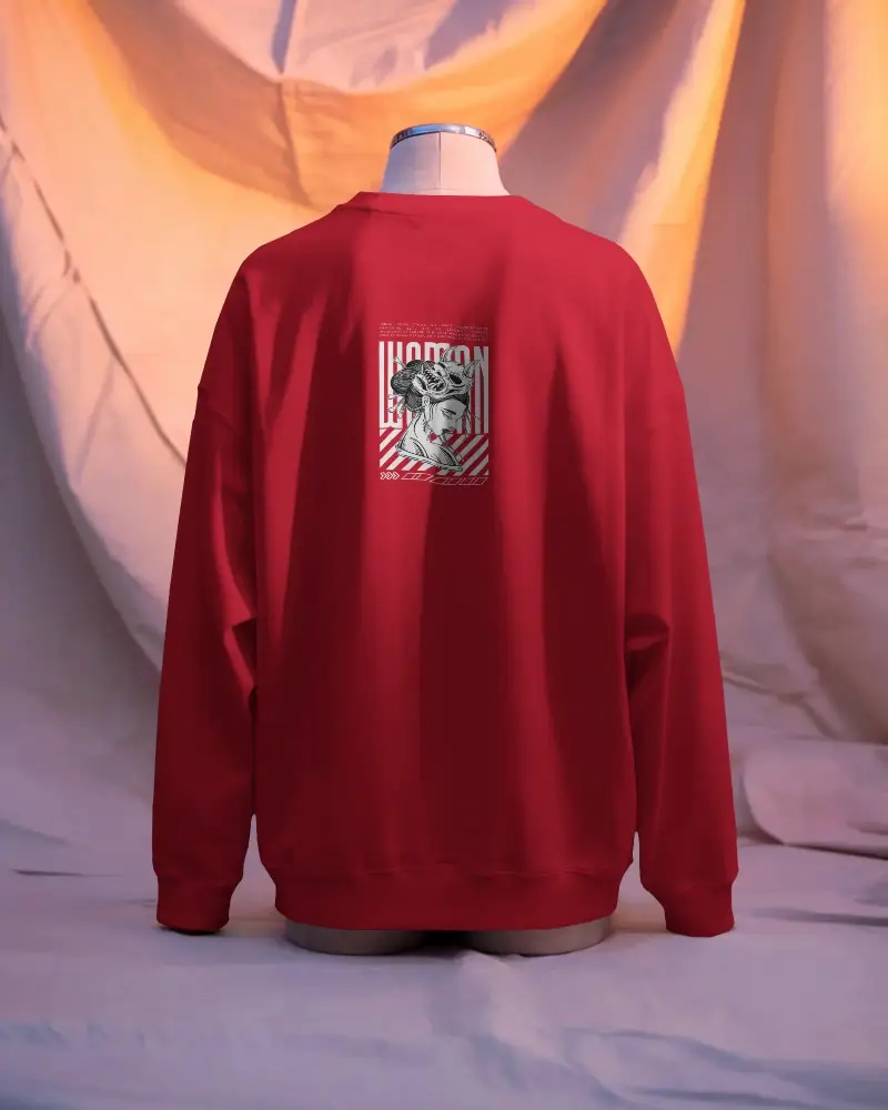 Cozy Soft Fabric Plain Back Sweatshirt Mockup Warm Casual Wear Comfortable Everyday Style