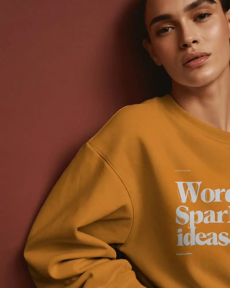 Comfy Loose Fit Womens Crewneck Sweatshirt Mockup For Casual Everyday Style And Light Layering