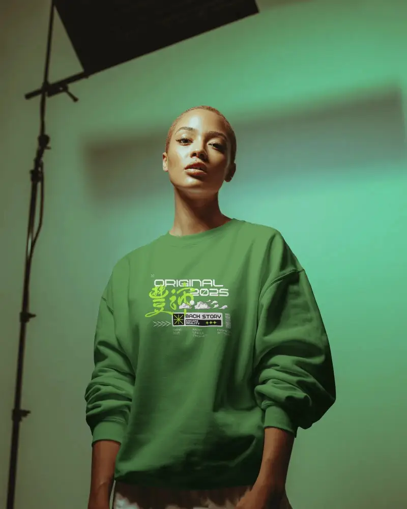 Fashion Forward Comfortable Sweatshirt Mockup With Loose Sleeves For Stylish Casual Wear