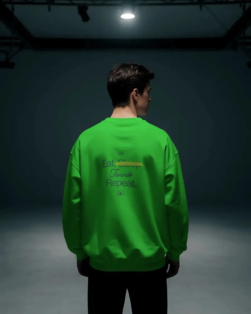 Minimalist Back View Men Sweatshirt Mockup In Studio Lighting For Apparel Branding