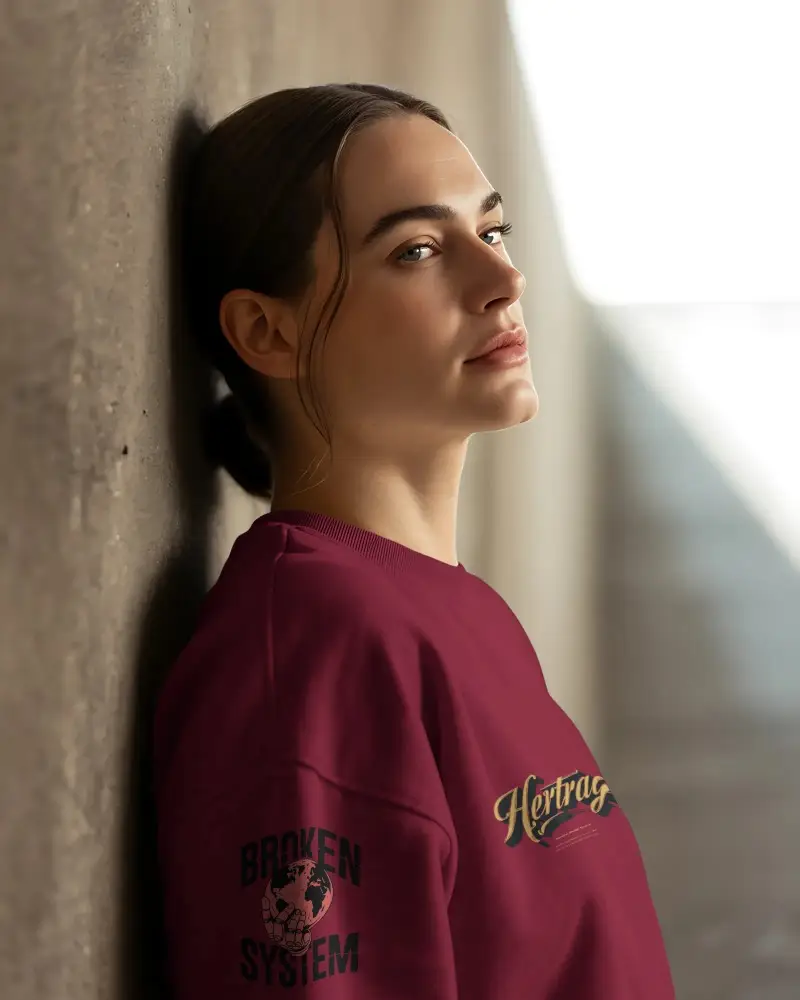 Premium Quality Comfortable Loose Fit Womens Sweatshirt Mockup For Casual Wear