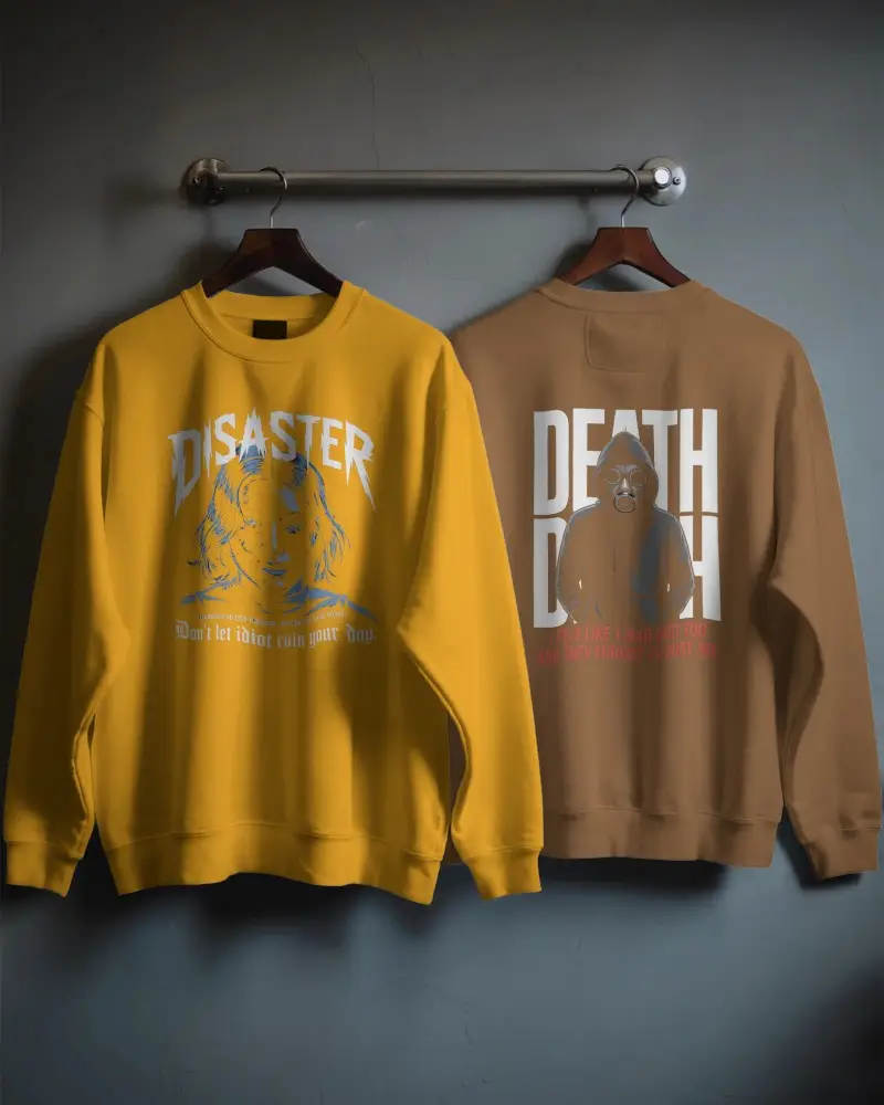 Cozy Comfortable Two Sweatshirt Mockup Blank Plain Apparel Front And Back